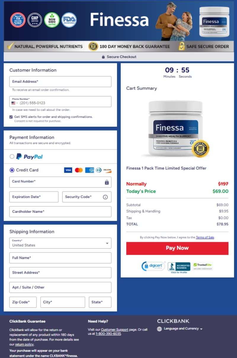 Finessa Official Website Secure Order Page